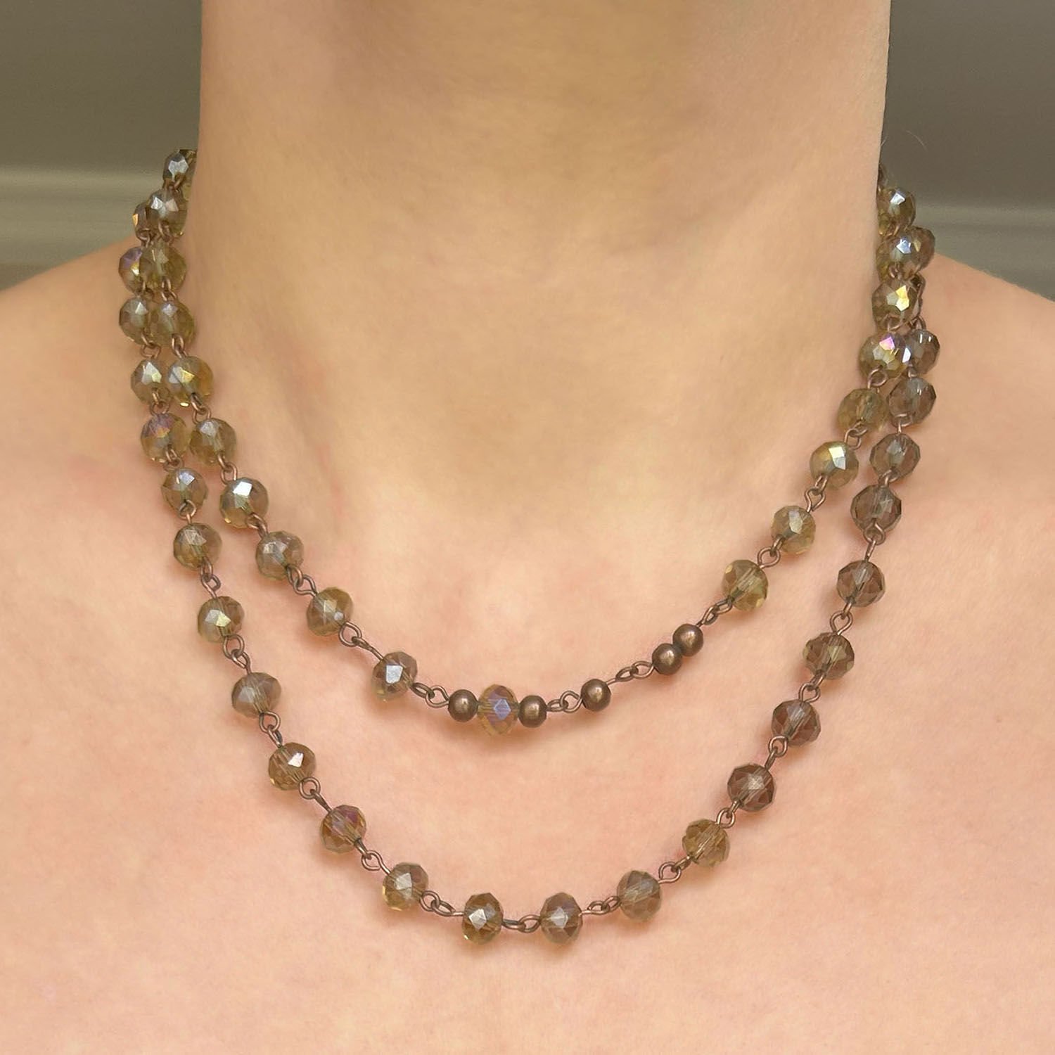 Kahverengi Kristal Kolye