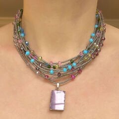 Akik Uçlu Renkli Kolye