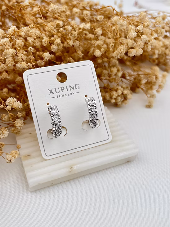 Beş Taşlı Gümüş Halka Küpe