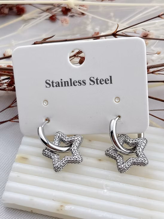 Yıldız Sarkıtlı Halka Küpe